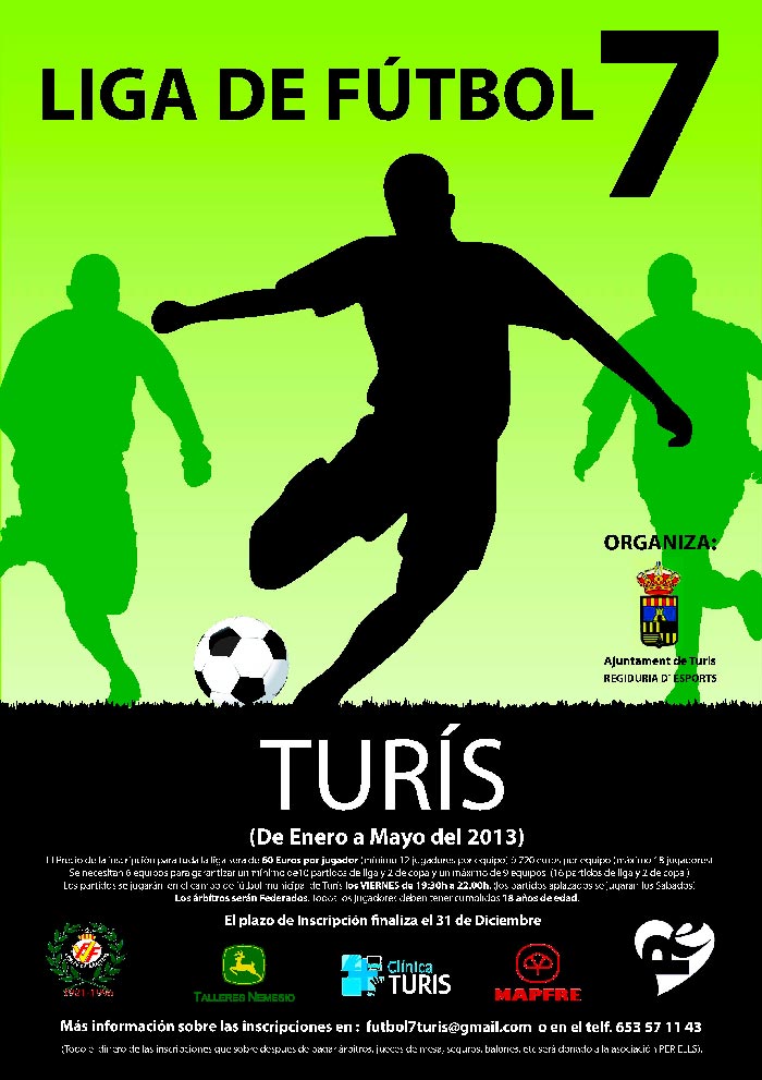 El Ayuntamiento de Turís organiza una liga de Futbol 7 - El Seis Doble