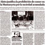 Alzira - Enrique Montalvá declara en Levante-EMV que la decisión de prohibir comer en la Muntanyeta la tomó él