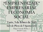La Universitat organiza en Turís la jornada “Emprendizaje” empresarial y economía social