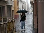 Una fuerte tormenta inunda algunas calles de Alzira