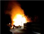 Aparatós incendi d’un gran palmeral al barri dels Quatre Camins a Carcaixent