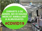 Hui no se celebrarà el mercat ambulant a Almussafes davant el continu creixement de casos COVID-19