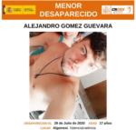 MÀXIMA DIFUSIÓ | Busquen a Alejandro Gómez, un jove de 17 anys desaparegut des del dia 29 de juliol, a Algemesí