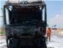 Un camionero se salva de las llamas que han devorado su camin en Sueca